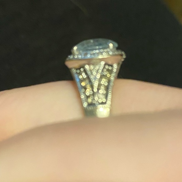 LeVian Aquamarine Ring 14kt White Gold Chocolate Diamonds 6.5 - Picture 3 of 6